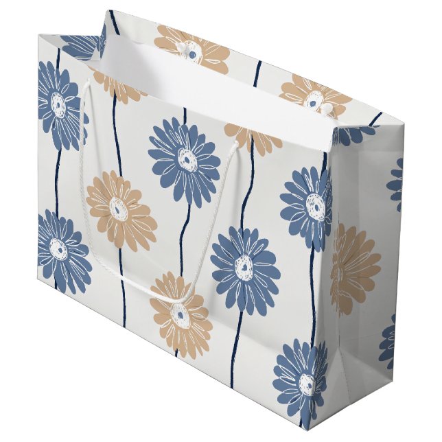 Minimalist Daisy Floral Pattern (6) Large Gift Bag (Front Angled)