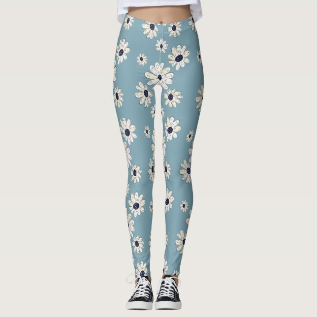 Minimalist Daisy Floral Pattern (6) Leggings (Front)