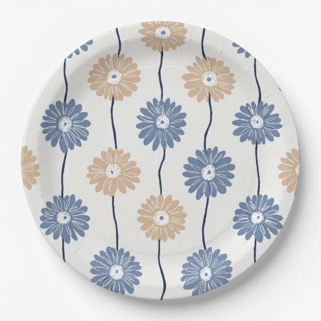 Minimalist Daisy Floral Pattern (6) Paper Plate (Front)