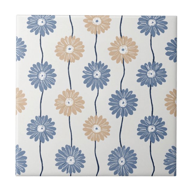 Minimalist Daisy Floral Pattern (6) Tile (Front)