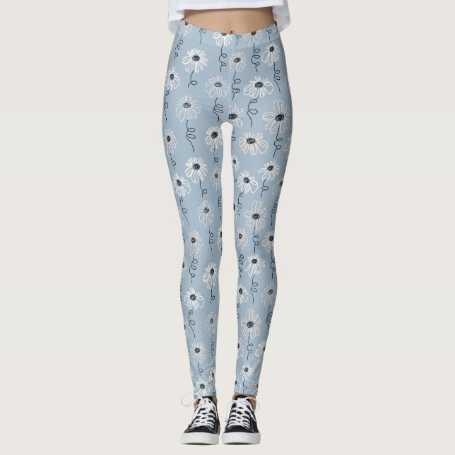 Minimalist Daisy Floral Pattern (7) Leggings (Front)