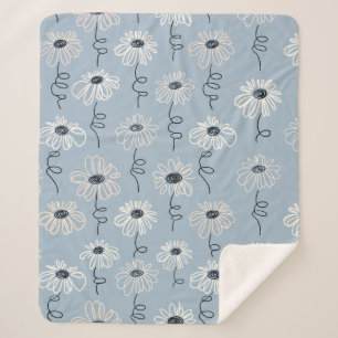 Minimalist Daisy Floral Pattern (7) Sherpa Blanket