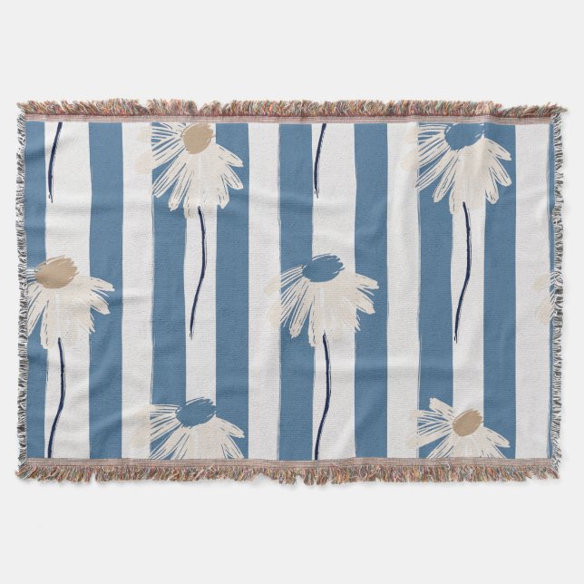Minimalist Daisy Floral Pattern (8) Throw Blanket (Front)