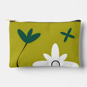 Minimalist Daisy Flower Abstract Botanical Art Accessory Pouch