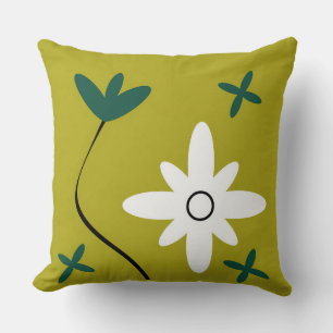 Minimalist Daisy Flower Abstract Botanical Art Cushion