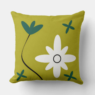 Minimalist Daisy Flower Abstract Botanical Art Cushion