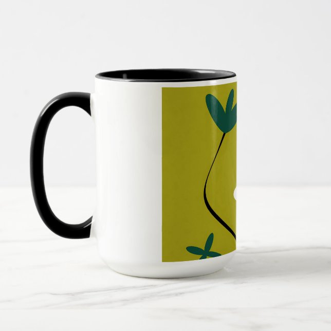 Minimalist Daisy Flower Abstract Botanical Art Mug (Left)