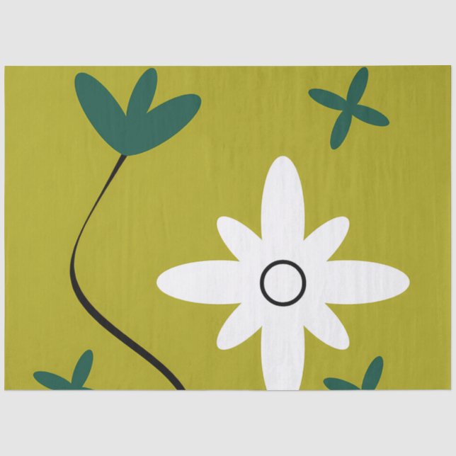 Minimalist Daisy Flower Abstract Botanical Art Tissue Paper (Front)