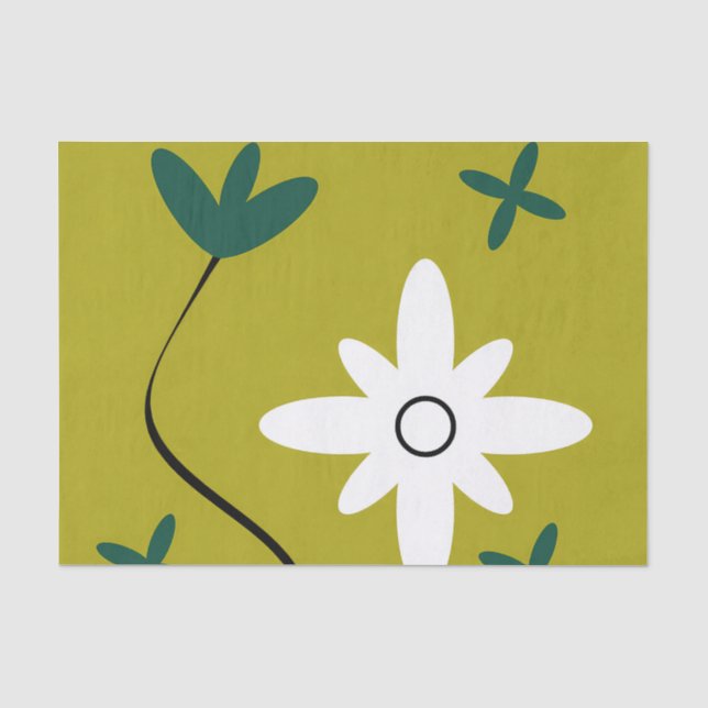 Minimalist Daisy Flower Abstract Botanical Art Tissue Paper (Front)