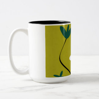 Minimalist Daisy Flower Abstract Botanical Art Two-Tone Coffee Mug