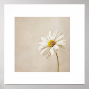Minimalist Daisy Flower Poster – Neutral Beige Bot