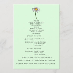 Minimalist Daisy Wedding Program Programme