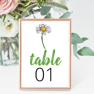 Minimalist Daisy Wedding Table Number