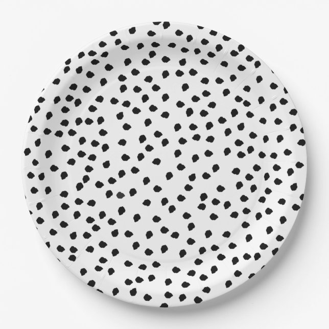Minimalist Dalmatian Spots Modern Cute Dalmatian Paper Plate (Front)