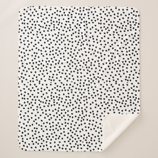Minimalist Dalmatian Spots Simple Modern Cute Sherpa Blanket (Front)