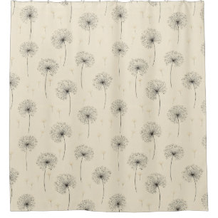 Minimalist Dandelion Seed Pattern Beige (1) Shower Curtain