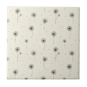 Minimalist Dandelion Seed Pattern Beige (2) Tile