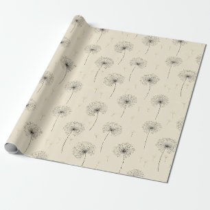 Minimalist Dandelion Seed Pattern Beige Wrapping Paper