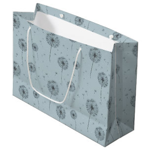 Minimalist Dandelion Seed Pattern Blue (1) Large Gift Bag