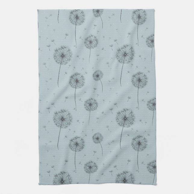 Minimalist Dandelion Seed Pattern Blue (1) Tea Towel (Vertical)