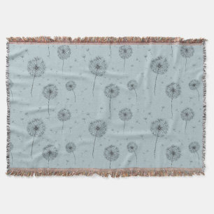 Minimalist Dandelion Seed Pattern Blue (1) Throw Blanket