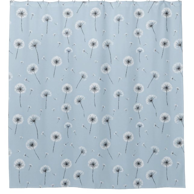 Minimalist Dandelion Seed Pattern Blue (2) Shower Curtain (Front)