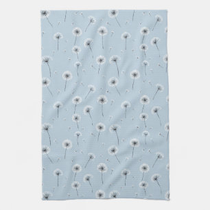 Minimalist Dandelion Seed Pattern Blue (2) Tea Towel