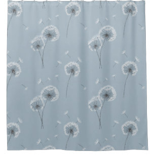 Minimalist Dandelion Seed Pattern Blue (3) Shower Curtain
