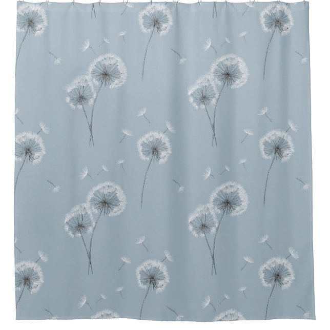 Minimalist Dandelion Seed Pattern Blue (3) Shower Curtain (Front)