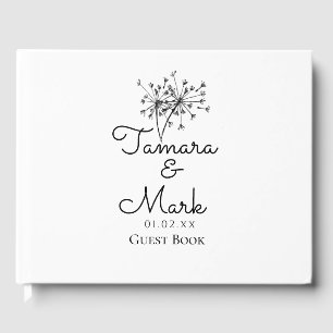 Minimalist Dandelion Wedding Simple Script Guest Book
