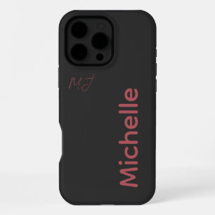 Minimalist Dark Aesthetic Pink Custom Name iPhone 16 Pro Max Case