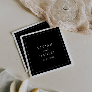 Minimalist Dark Black Wedding Napkin