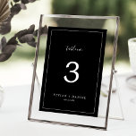 Minimalist | Dark Black Wedding Table Number<br><div class="desc">This minimalist dark black wedding table number is perfect for a simple wedding. The modern romantic design features classic black and white typography paired with a rustic yet elegant calligraphy with vintage hand lettered style. Customisable in any colour. Keep the design simple and elegant, as is, or personalise it by...</div>
