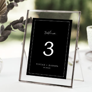 Minimalist Dark Black Wedding Table Number