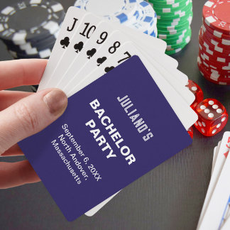 Minimalist Dark Blue Bachelor Party Playing Cards