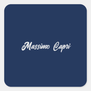 Minimalist Dark Blue Elegant Own Name Bold Text Square Sticker
