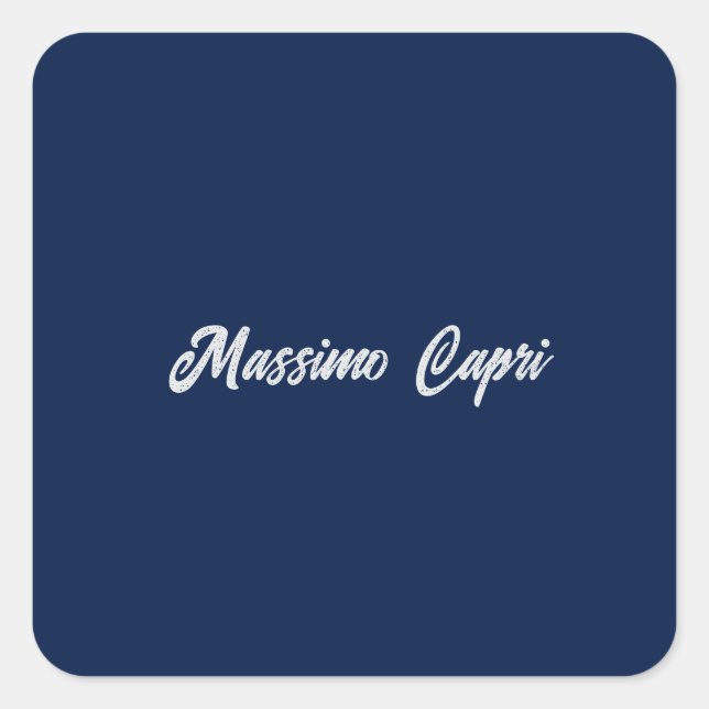 Minimalist Dark Blue Elegant Own Name Bold Text Square Sticker (Front)