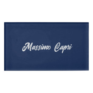 Minimalist Dark Blue Elegant Own Name Bold Text Tag