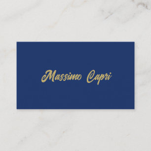 Minimalist Dark Blue Gold Colour Own Name Bold Tex Enclosure Card