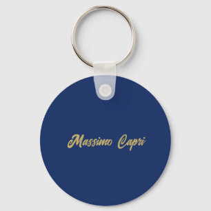 Minimalist Dark Blue Gold Colour Own Name Bold Tex Key Ring