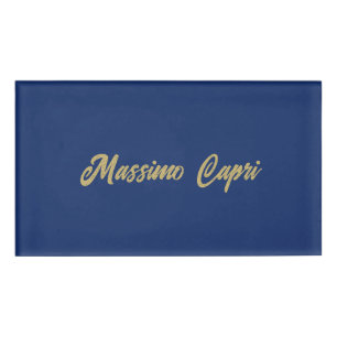 Minimalist Dark Blue Gold Colour Own Name Bold Tex Tag