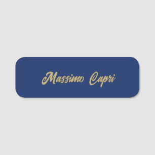 Minimalist Dark Blue Gold Colour Own Name Bold Tex Tag