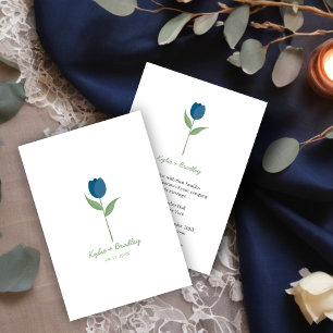 Minimalist Dark Blue Tulip Invitation