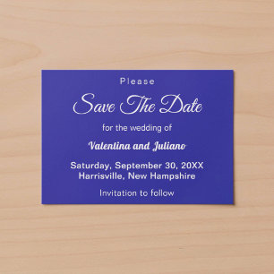 Minimalist Dark Blue Wedding Save The Date
