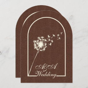 Minimalist Dark Brown and Ivory Arch Wedding  Invitation