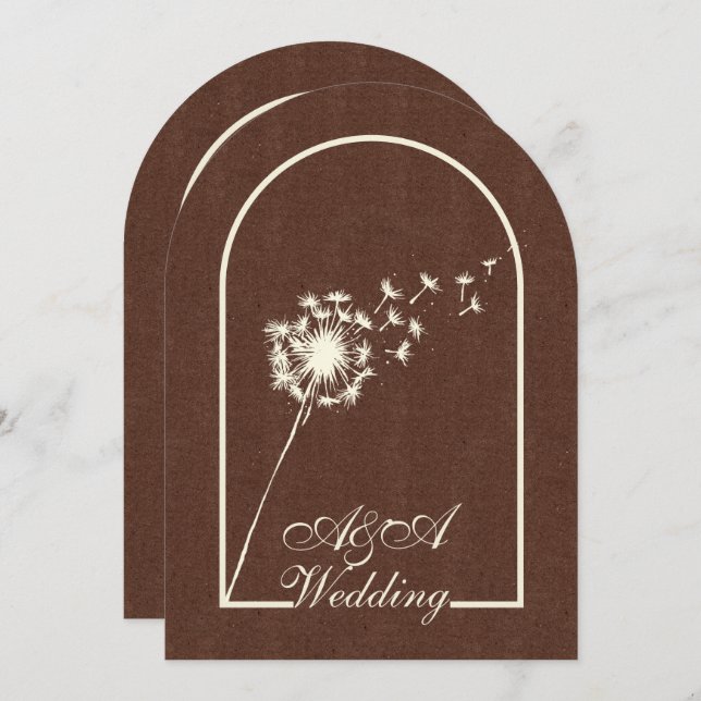 Minimalist Dark Brown and Ivory Arch Wedding  Invitation (Front/Back)