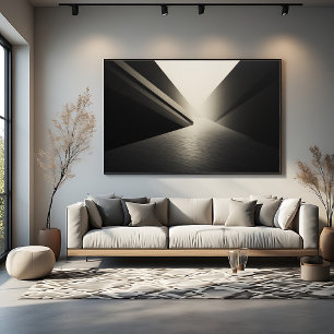 Minimalist Dark Corridor Light and Shadow Canvas Print