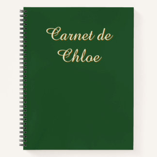 Minimalist Dark Green French Your Name Notebook