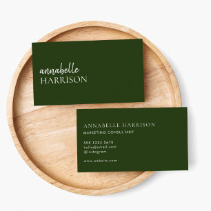 Minimalist Dark Green   Modern Professional Script Business Card