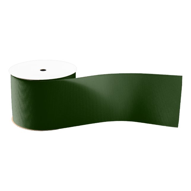Minimalist  Dark Green Plain Solid Colour #143601 Grosgrain Ribbon (Spool)